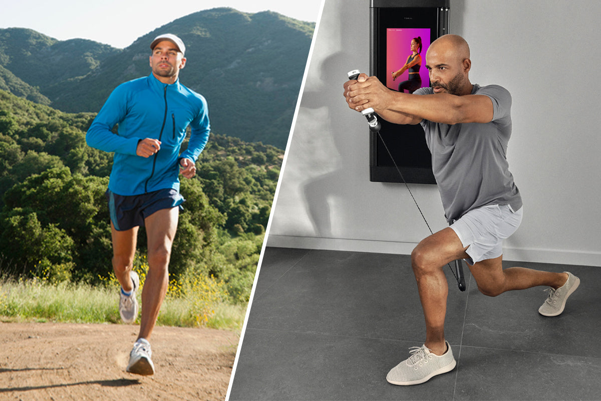 Man doing cardio and strength training for concurrent training