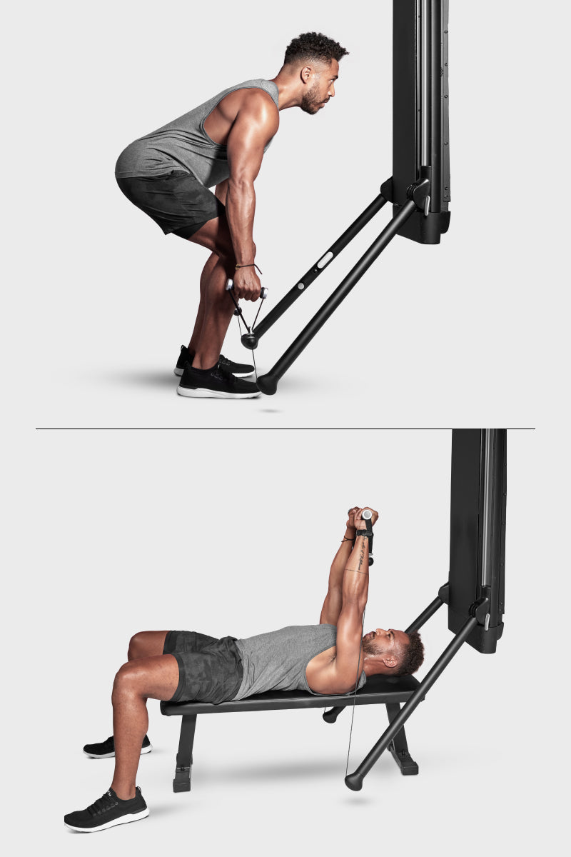 Neutral grip deadlift to bench press superset on Tonal