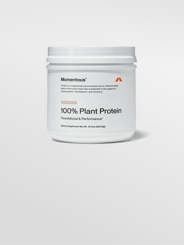 Momentous 100% Plant Protein container on a white background