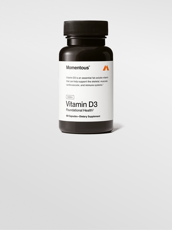 Momentous Vitamin D3 supplement bottle on a white background