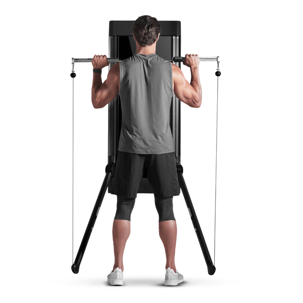 Barbell overhead press with Tonal machine