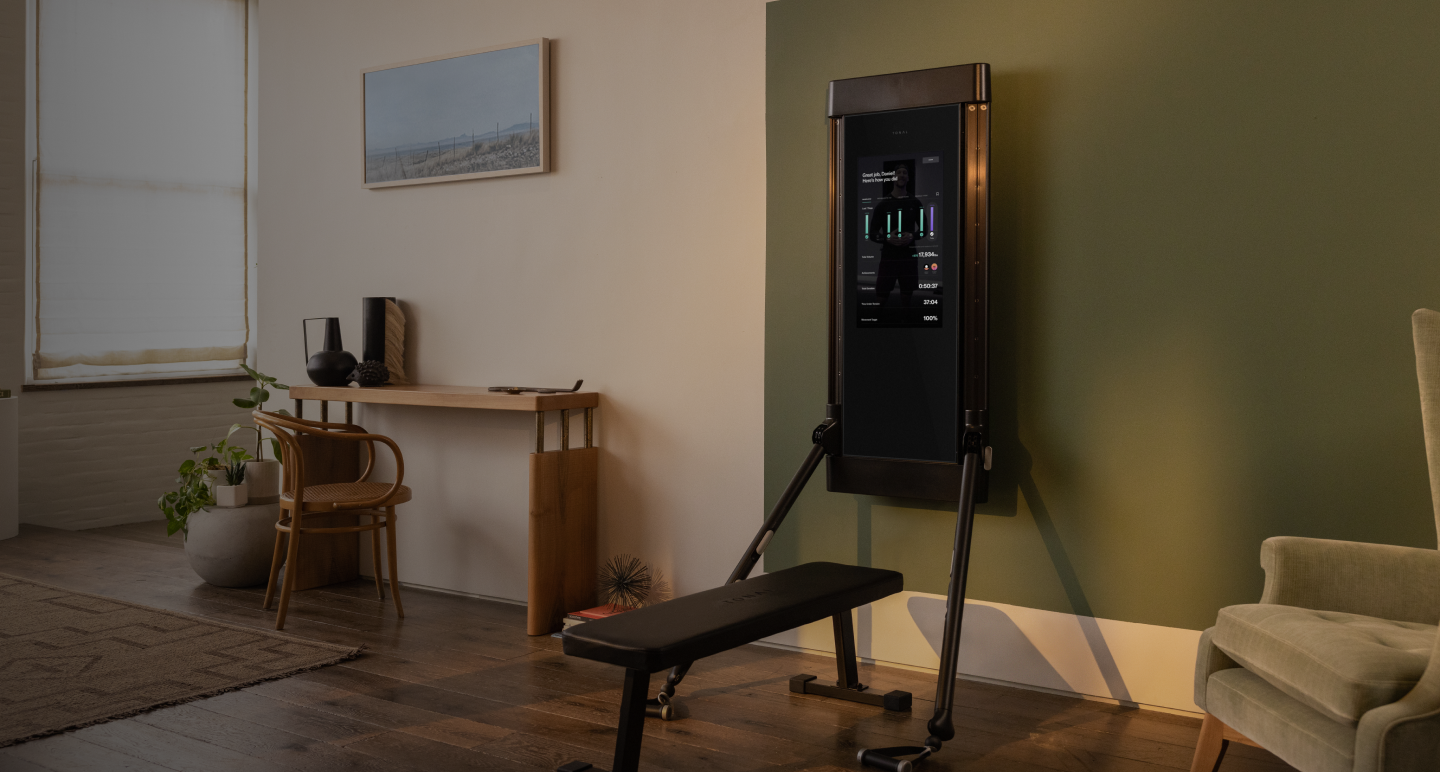 Tonal machine mounted in a home living space